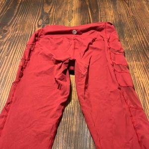 Full Length Red Leggings with Mesh down the sides